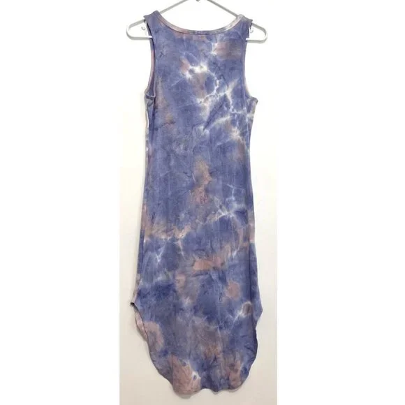 NEW NWT PINK ROSE Periwinkle Blue Mauve Pink Tie Dye Sleeveless Midi Tank Dress - Picture 13 of 16
